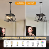 (Same as W1340111204/L1010) 16" Black Gold Industrial 4-Light Pendant Chandelier, Modern Metal Cage W1340P206637