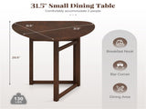 31.5" Small Folding Dining Table, Walnut Solid Wood Foldable Kitchen Table for 2 People 10727353