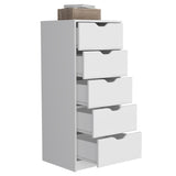 Basilea 5 Drawers Tall Dresser, Pull Out System -White B07092123