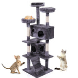 ZNTS Cat Tree Cat Tower with Scratching Ball, Plush Cushion, Ladder and Condos for Indoor Cats, Gray W2181P147631