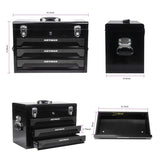 ZNTS 20'' Portable 3-Drawer Steel Toolbox, 4 Layers of Tools with Metal Latches, with Top Storage Tray W1102111197