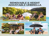 XL Double Folding Fishing Chair with Umbrella, Cooler Bag, Cup Holders - Heavy Duty 480 lbs 91120849