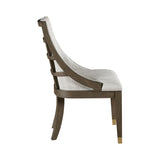 Modern Armchairs Set of 2 Brown Finish with Gold Tipping Upholstered Back Seat Wooden Dining B011P246317