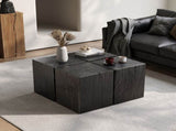 Wood-Look Square-Column MGO End Table, H18",Wood-Like Distressed Finish, Mix with Different Heights, N770P291199B