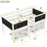 ZNTS Twin Size Low Loft Bed with Two Movable Shelves and Ladder,with Decorative Guardrail 20211914