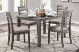 ZNTS Beautiful Gray Finish 5pc Dining Set Table and 4 Side Chairs Set Fabric Upholstery Wooden Furniture B011P170909