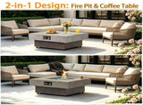 34Inch Square Propane Fire Pit Table, Modern 2in1 Outdoor Fire Pit Table with 3Position W853P553911