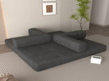 Convertible Sleeper Sofa Bed with Cylindrical Pillow, Corduroy Folding Mattress Couch with W1960P339707