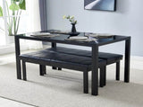 Simple Assembled Tempered Glass & Iron Dinner Table Black 20824867