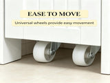 White Slim Bathroom Cabinet Freestanding Storage with Toilet Paper Holder 2 Drawers Side Towel Rack 19679827