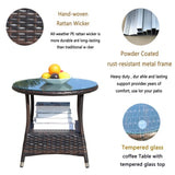 ZNTS Outdoor patio Furniture 1 Round Coffee Table with clear tempered glass W209P237532