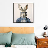 Gallery Wrapped Canvas Wall Art - Dapper Bunny in Tailored Cobalt Blue Suit, Modern Animal Portrait W3374P324198