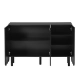 ON-TREND Cream Style Minimalist Shoe Cabinet with 5 Solid Wood Legs, Sideboard Buffet Cabinet with N721P180695B