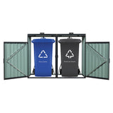 Garbage Bin Shed Stores 2 Trash Cans Metal Outdoor Bin Shed for Garbage Storage,Stainless Galvanized W54071043
