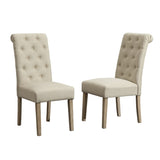 ZNTS Habit Solid Wood Tufted Parsons Dining Chair, Set of 2, Tan T2574P164545