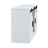 White decorative wooden TV / storage cabinet with two sliding barn doors, available for bedroom, 47276471