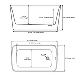 49'' Acrylic Freestanding Soaking Bathtub, Square-shape Japanese Soaking Hot Tub, Chrome Overflow W1573P210468