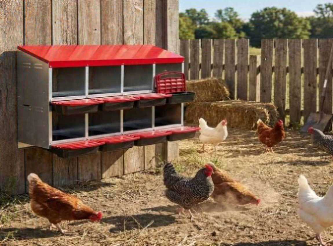 Small Nesting Box Chicken Nesting Box, 8 Compartment Roll Away Nesting Box for Laying Eg ...