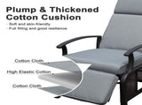 Adjustable Patio Recliner Chair Metal Outdoor Lounge Chair with Flip Table Push Back, Adjustable W1859P196387