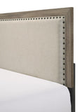 Grey Finish Fabric Upholstered Headboard Tufted Nailhead Trim 1pc Full Size Panel Bed Beautiful B011P173510