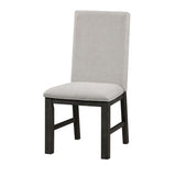 ZNTS Dining Chairs Set of 2 Gray Upholstered Seat Stylish Back Antique Black Finish Wooden Frame Dining B011P170585