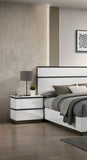 ZNTS Contemporary 1pc Nightstand White Color High Gloss Finish w/ Metallic Accents Bedside Table w USB B011P158089