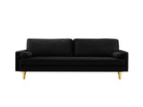 65-inch minimalist velvet sofa with metallic-coloured legs, complete with cushions, suitable for the W2795P321679
