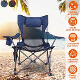Foldable Camping Chair 330LBS Load Heavy Duty Steel Lawn Chair Collapsible Chair with Reclining 00389752