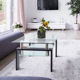 ZNTS Rectangle Black Glass Coffee Table, Clear Coffee Table, Modern Side Center Tables for Room, 88320604