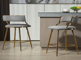SET OF 2,26'' Counter height bar stools Corduroy kitchen island counter bar stool with back,golden 23451115