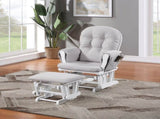 Mason Glider and Ottoman White Wood and Woven Gray Fabric B022P174720