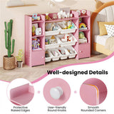 Pink Multi-Functional Kids Storage Shelf - Toy OrganizerBookcase, 56"x12"x39", Anti-Toppling, 35588897