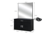 Black Salon Cabinet with Mirror, 1 Drawer & 1 Door, Made of 15mm E0 Matt Particle Board 63058594
