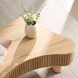 42.52 Inch Modern Wooden Handcraft Drum Coffee Table Irregular Shaped Coffee Table for Living W2582P251209