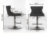 Furniture,Swivel Velvet Barstools Adjusatble Seat Height from 25-33 Inch, Modern Upholstered Chrome 79004404