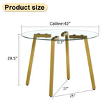 Modern minimalist style circular transparent tempered glass table, tempered glass tabletop, golden W1512P359306