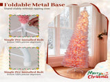 7ft Pink Pencil Christmas Tree, 527 Snow-Flocked Tips, 180 Warm White LEDs w/ 28282556