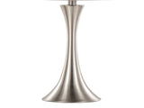 Lenuxe 24" Contemporary Metal Table Lamp in Polished Nickel and Grey Sparkly Linen Shade with Silver B202P224076
