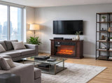26" Freestanding Electric Fireplace, 1400W Replaceable Insert Heater with 3D Flame Effect , Brown 91752332