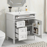 30'' Bathroom Vanity with Top Sink, Modern Bathroom Storage Cabinet with 2 Drawers and a Tip-out N710P206904K