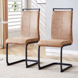 Dining Chairs,tech cloth High Back Upholstered Side Chair with C-shaped Tube Black Metal Legs for W115155748