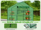 Mini Walk-In Greenhouse with PE Cover, 4-Shelf Indoor Outdoor Garden Plant Shelves, Zippered Roll-Up 81049791
