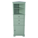 ZNTS Green Triangle Tall Cabinet with 3 Drawers and Adjustable Shelves for Bathroom, Kitchen or Living 58750373