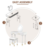 40" Modern Vanity Table Set with Mirror Touch Screen Lighted Mirror, Dressing Table and Cushioned N704P196657K