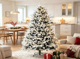 7ft Flocked Christmas Tree Hinged Design 2679 Tips 350 Warm White LEDs 04971051