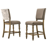 Birmingham Script Printed Driftwood Finish Counter Height Dining Chair with Nail head, Set of 2 T2574P165120
