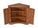 Brown Triangle Bathroom Storage Cabinet with Adjustable Shelves, Freestanding Floor Cabinet for Home 70212675