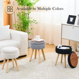 Round Ottoman with Storage Multifunctional Cotton Knitted Vanity Stool Footrest Stool for Living 03308454