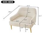 Modern Accent Chair Upholstered Armchair Single Sofa Chair with Curved Backrest and Gold Metal Legs N763P360684A