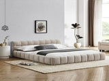 Queen Size Upholstered Bed Frame Thick Fabric, Chenille Fabric Grounded Queen Size Platform Bed 09509443